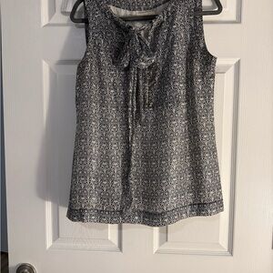 Tory Burch Gray Sleeveless Tie Front Blouse